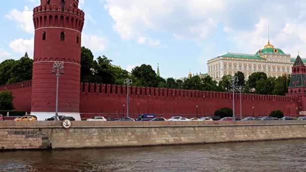 Moskova Rusya Nın Tarihi Bölümünde Eski Kremlin Binaları Duvarları — Stok video