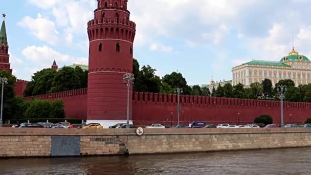 Moskova Rusya Nın Tarihi Bölümünde Eski Kremlin Binaları Duvarları — Stok video