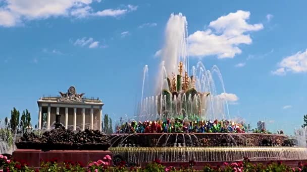 Rusya Nın Vdnh Moskova Parkındaki Gök Mavisi Çeşme — Stok video