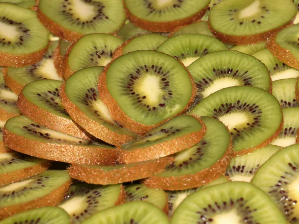 Lovely Ripe Tropical Kiwi Fruit Cut Slices Comfortable Meal — Stock Photo, Image