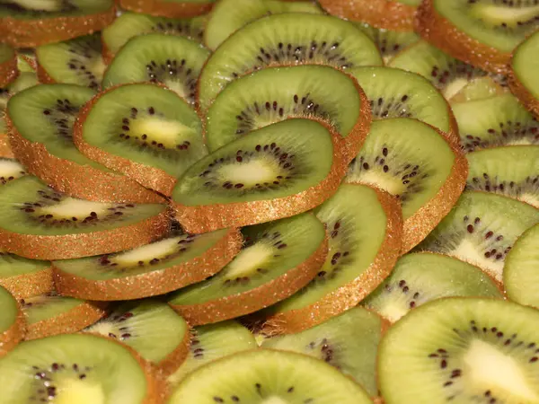 Lovely Ripe Tropical Kiwi Fruit Cut Slices Comfortable Meal — Stock Photo, Image