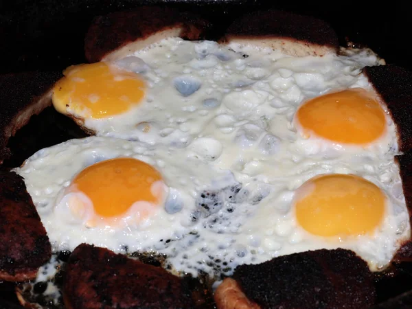 Gotowanie Jajecznicy Śniadanie — Zdjęcie stockowe