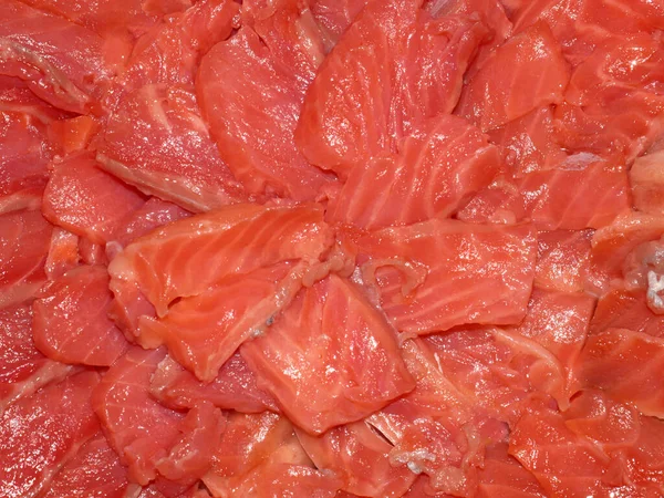 Ein Bund Roter Fischscheiben Lachs Als Leckerbissen — Stockfoto