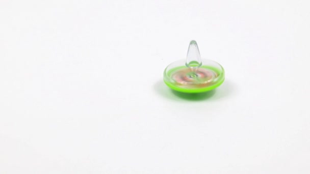 Brinquedo Infantil Plástico Fiação Top Giratório Girando Como Símbolo Equilíbrio — Vídeo de Stock