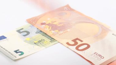 Avro banknotları masa yüzeyine düşüyor