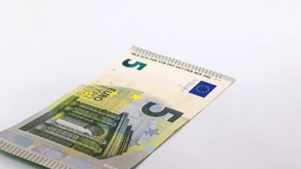 Banconote Euro Che Cadono Sulla Superficie Del Tavolo — Video Stock