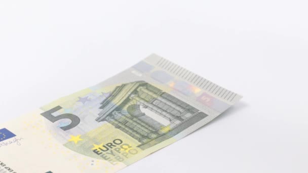 Banknoty Euro Spadające Powierzchnię Stołu — Wideo stockowe