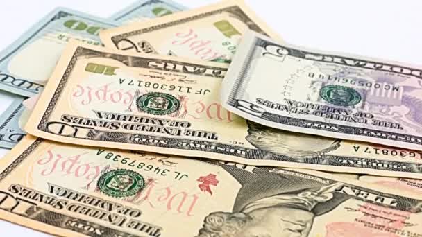 Notas Papel Dólares Caem Superfície Mesa Dar Suborno — Vídeo de Stock