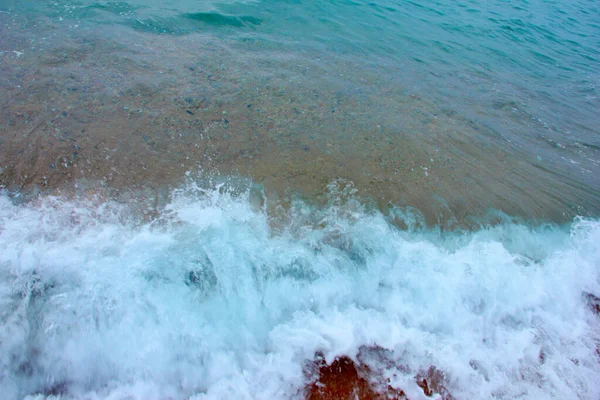 Ondas Marinhas Claras Praia Arenosa — Fotografia de Stock