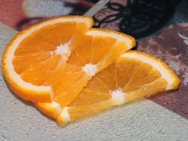 Schöne Reife Orange Scheiben Geschnitten Bereit Zum Essen — Stockfoto