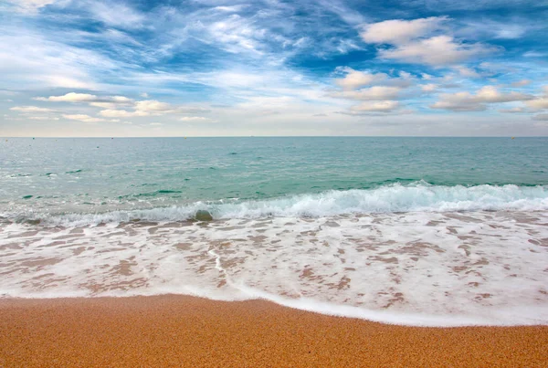 Güneşli gökyüzünün altında spor için güzel bir deniz kenarı.