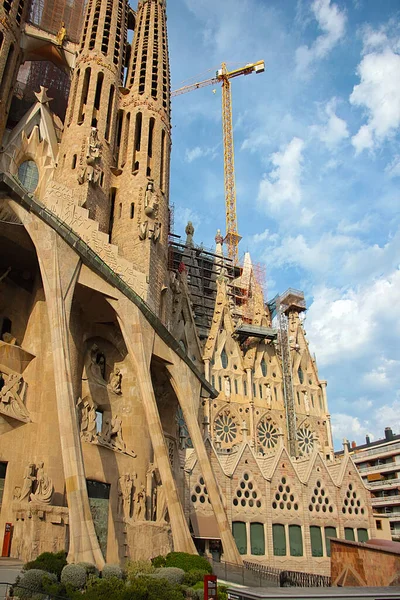 Bela Arquitetura Igreja Sagrada Família Construção Cidade Barcelona Espanha — Fotografia de Stock