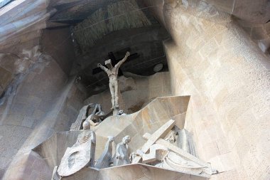 Barcelona İspanya 'daki Sagrada Familia kilisesinin tasarım unsurları.