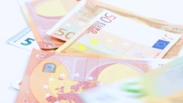 Banknoty Euro Spadające Stos Pieniędzy — Wideo stockowe