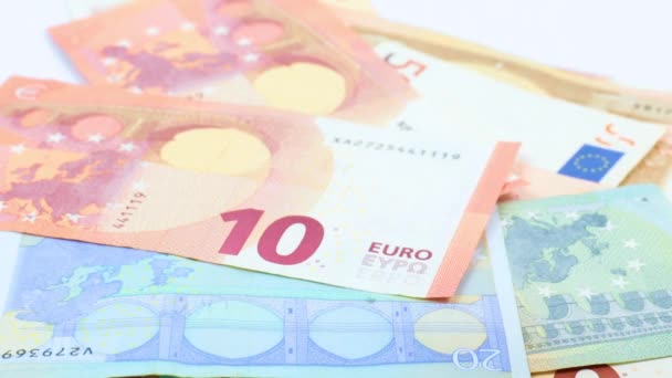 Billets Euros Tombant Sur Tas Argent — Video