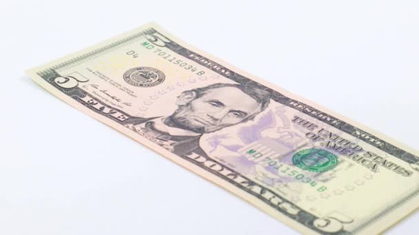 Billets Papier Dollars Américains Tombant Sur Une Pile Argent — Video