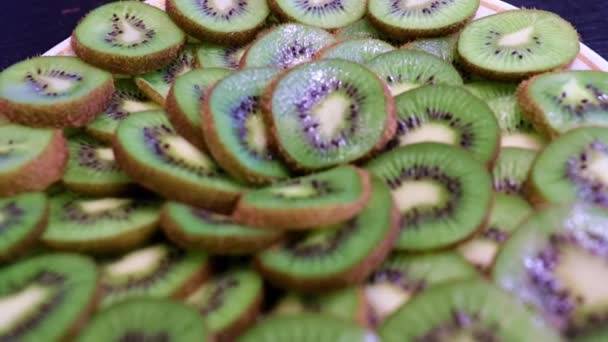 Slices Ripe Tropical Kiwi Fruit — Stock Video