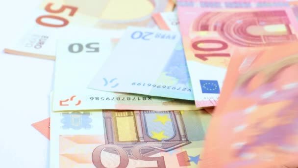 Avro Banknotları Yığınla Paranın Üstüne Düşüyor — Stok video