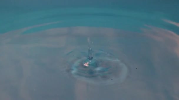 Крапля Чистої Води Поверхню Рідини — стокове відео
