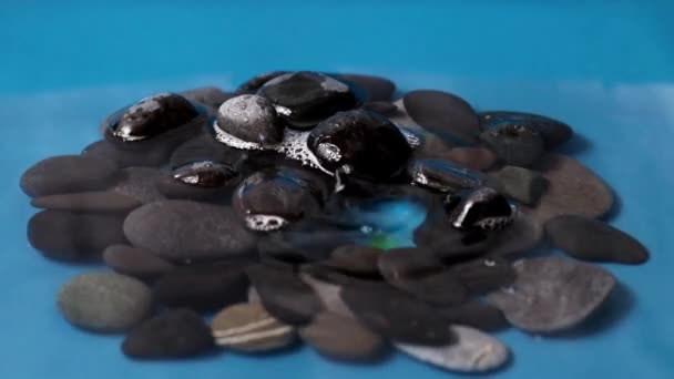 Drop Clean Water Surface Liquid Stones — Stock Video