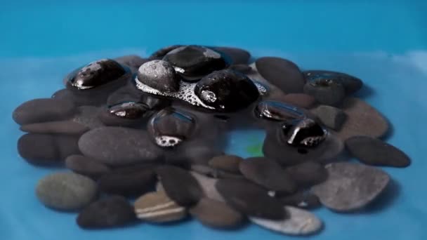 Drop Clean Water Surface Liquid Stones — Stock Video