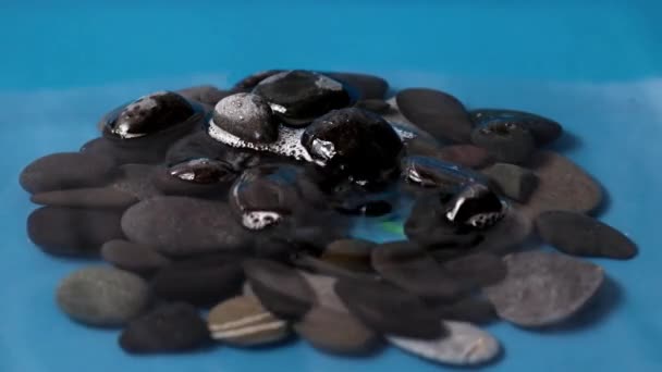 Drop Clean Water Surface Liquid Stones — Stock Video