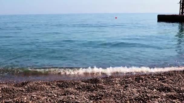 Rena Havsvågor Rinner Sandstranden Som Viloplats — Stockvideo