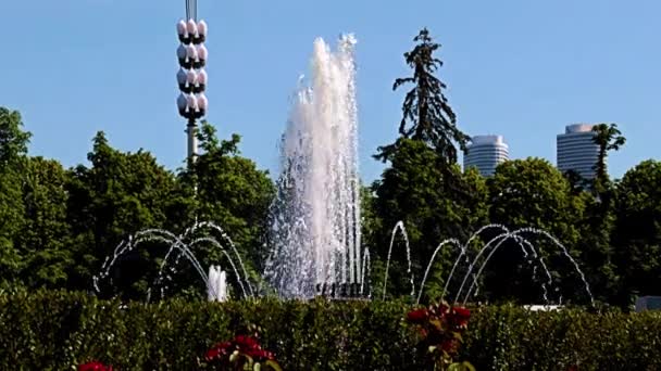 Beaux Jets Eau Claire Dans Fontaine Parc Ville Moscou Fédération — Video