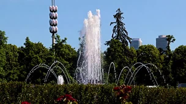 Beaux Jets Eau Claire Dans Fontaine Parc Ville Moscou Fédération — Video