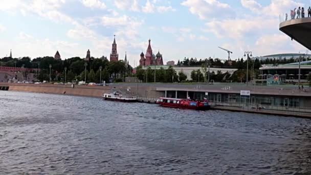 Vista Del Terraplén Del Río Yauza Ciudad Moscú Rusia — Vídeos de Stock