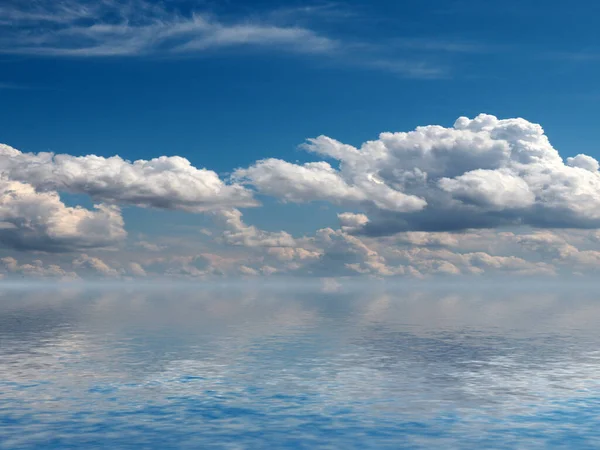 Reflejo Cielo Soleado Nublado Superficie Mar Tranquilo — Foto de Stock