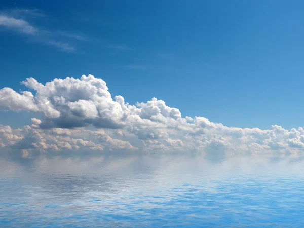 reflection of the sunny sky in the ocean surface