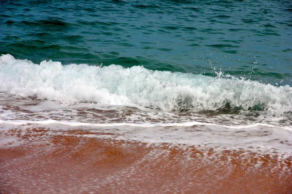 Tiszta Víz Tenger Hullám Homokos Strand — Stock Fotó