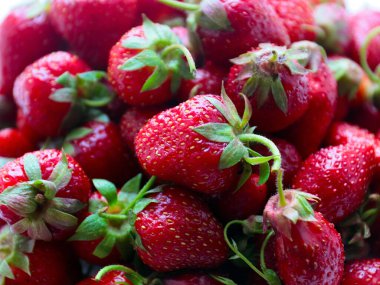 Güzel, tatlı bahçe çileği Sabah ziyafeti için