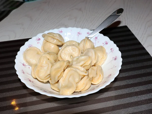 Hot Russian Dumplings Plate Summer Cafe — Stock fotografie