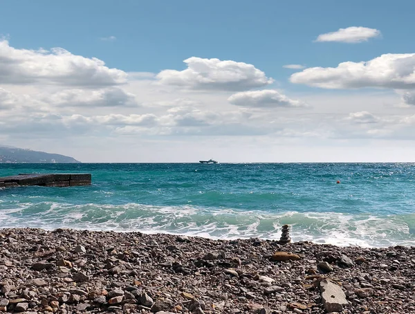 Pantai Laut Yang Indah Dari Pantai Mediterania Dan Lanskap Langit — Stok Foto