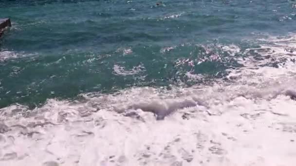Штормовая Морская Волна Прибрежного Пляжа — стоковое видео