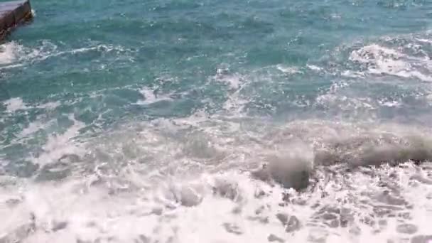 Ola Mar Tormentosa Playa Costera — Vídeo de stock