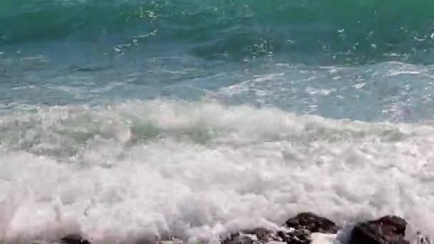 Stormy Sea Wave Coastal Beach — Stock Video