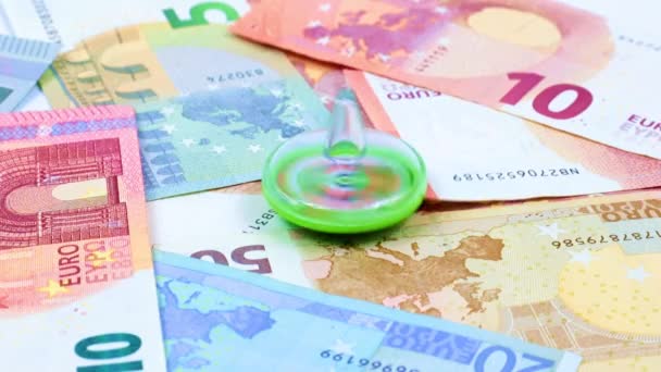 Rotation Plastic Whirligig Paper Notes European Euros Symbol Balance — Stock Video