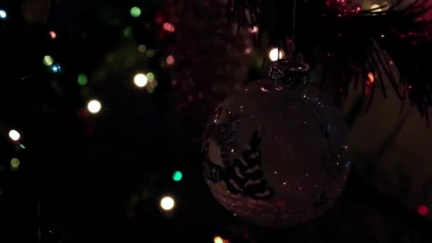 Glas Exquise Speelgoed Takken Van Kerstboom — Stockvideo