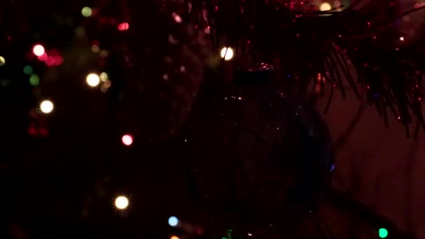 Exquisitos Juguetes Cristal Las Ramas Del Árbol Navidad — Vídeos de Stock