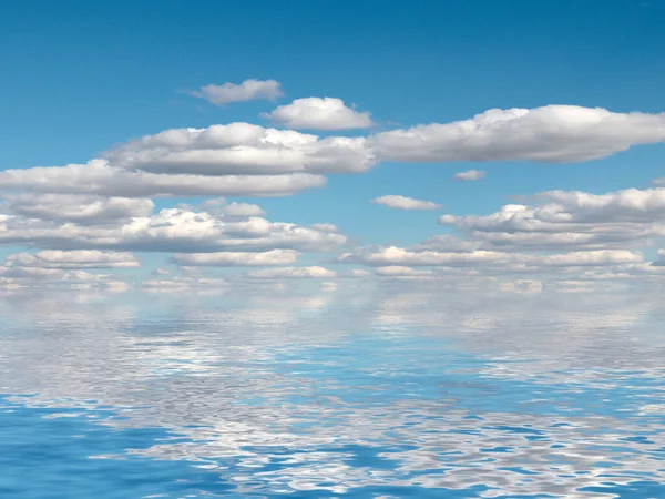 Belo Céu Nublado Ensolarado Acima Superfície Calma Oceano — Fotografia de Stock