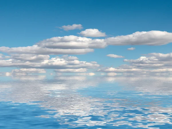 beautiful sunny cloudy sky above the calm ocean surface