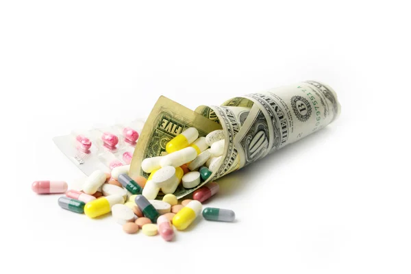 Δολάρια και φάρμακα — Φωτογραφία Αρχείου