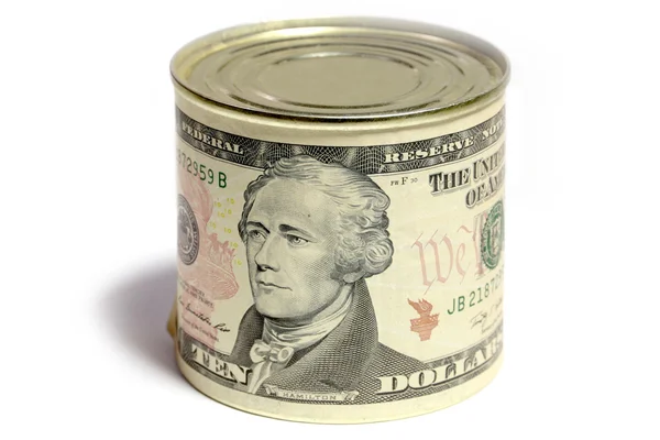 Dollar on the tin — Stock Photo, Image