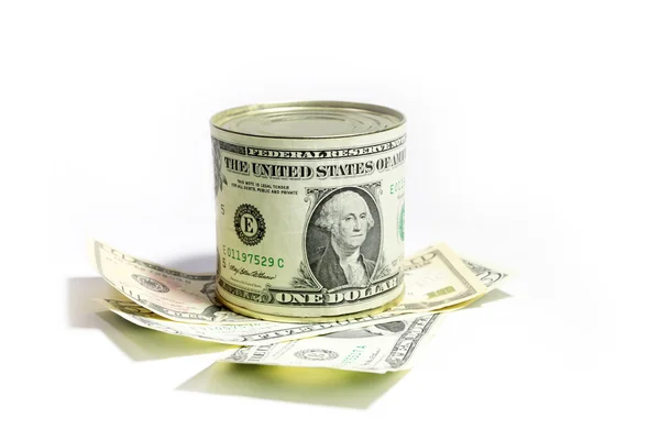 Dollar on the tin — Stock Photo, Image