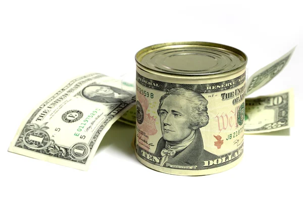 Dollar on the tin — Stock Photo, Image