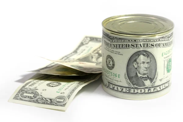 Dollar on the tin — Stock Photo, Image