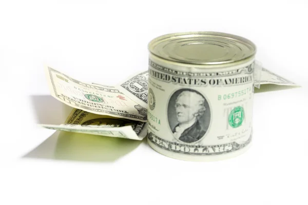 Dollar on the tin — Stock Photo, Image